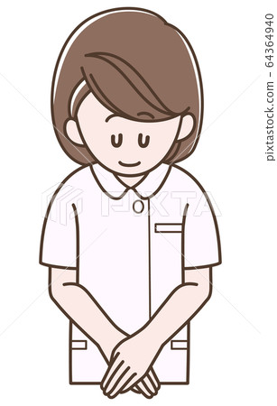 Nurse woman bowing Nurse woman bowing 64364940