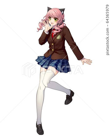 Girl with cat ears in uniform 64365979