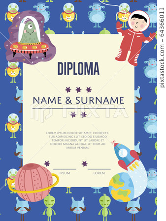 Diploma Cartoon Vector Template 64366011
