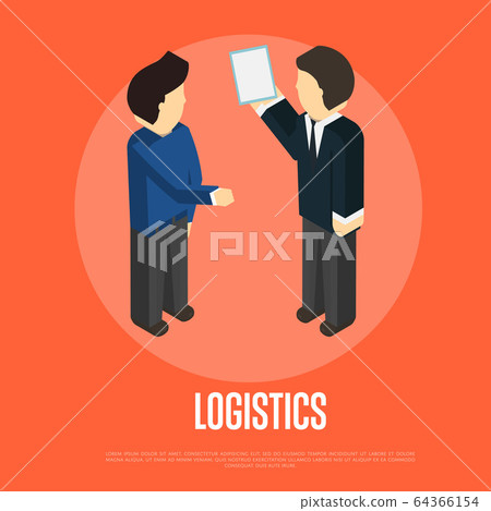 Logistics isometric banner with people Logistics isometric banner with people 64366154