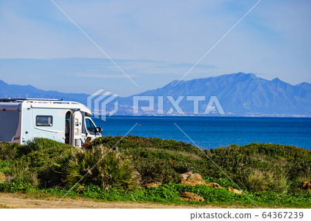 Caravan on beach by Punta Mala, Alcaidesa Spain Caravan on beach by Punta Mala, Alcaidesa Spain 64367239