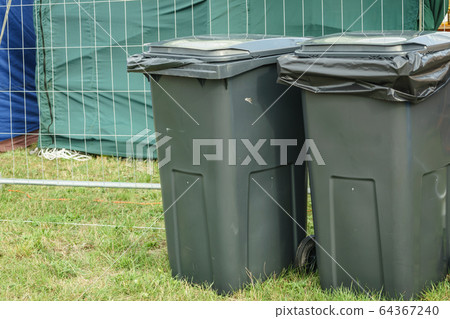 Recycle bins with plastic trash bag outdoor Recycle bins with plastic trash bag outdoor 64367240