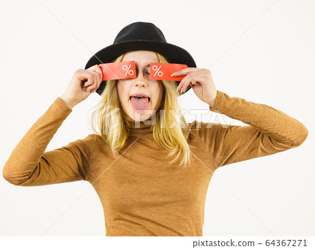 Woman after sale shopping 64367271