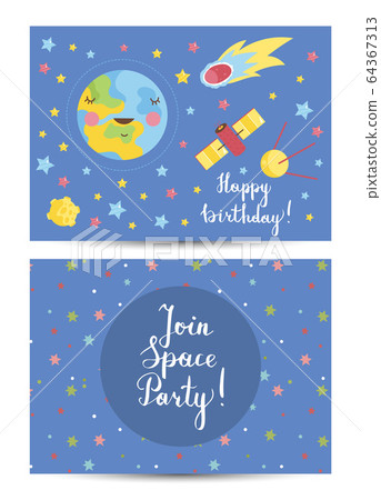 Happy Birthday Vector Cartoon Greeting Card Happy Birthday Vector Cartoon Greeting Card 64367313