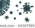 Coronavirus cells. 3D rendering. 64367989