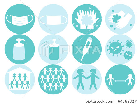病毒感染預防措施圖藍色圓圈圖標 64368327