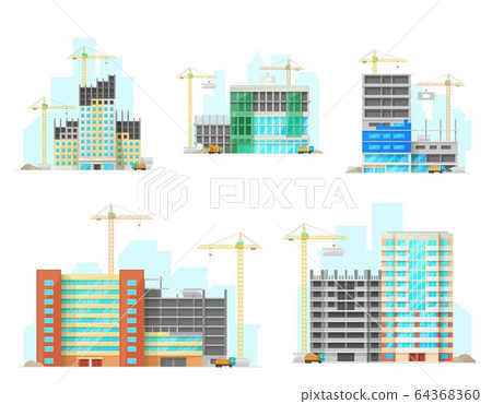 Buildings construction site flat icons 64368360