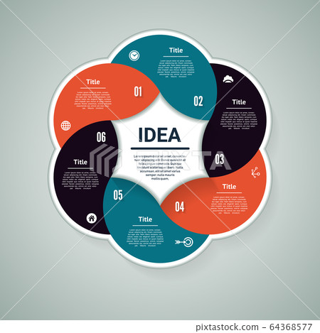 Vector circle infographic. Template for diagram, graph, presentation and chart. Business concept with 6 options, parts, steps or processes. Abstract background 64368577