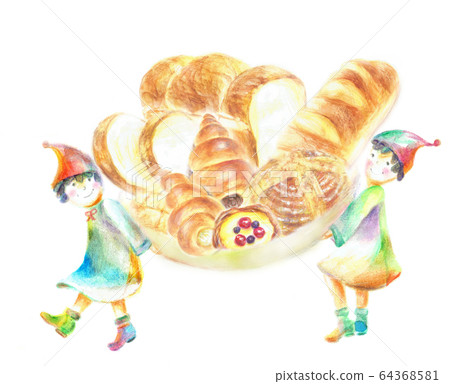 Dwarfs carrying bread 64368581