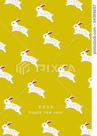 2035 New Year's card template Happy New Year New Year's card Rabbit year Rabbit year Rabbit year 2035 64369287
