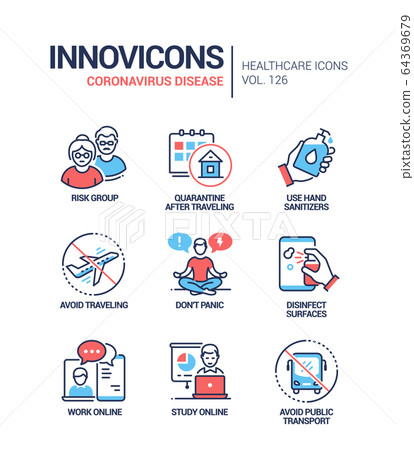 Coronavirus disease - line design style icons set 64369679