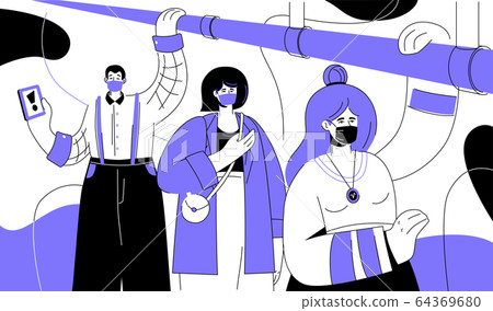 Social distancing - colorful flat design style illustration 64369680