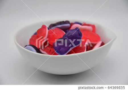 Red and purple pair and white plate 64369835