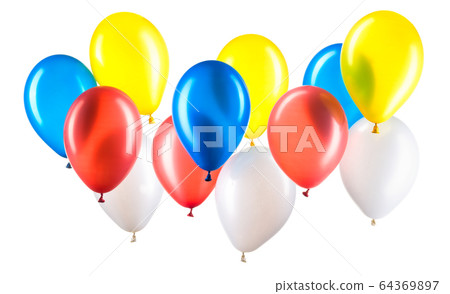 Set of multicolored helium balloons. Element of decorations for party. Set of multicolored helium balloons. Element of decorations for party. 64369897