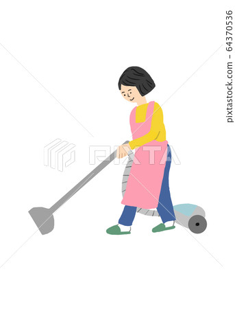 A woman cleaning a vacuum cleaner A woman cleaning a vacuum cleaner 64370536