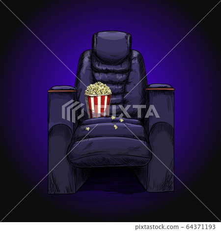 Luxury black cinema recliner chair with popcorn Luxury black cinema recliner chair with popcorn 64371193