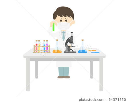 Illustration of a scientist experimenting Illustration of a scientist experimenting 64371550