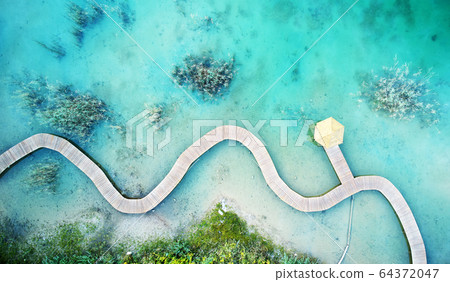 Aerial landscape from the drone - blue water and Aerial landscape from the drone - blue water and 64372047