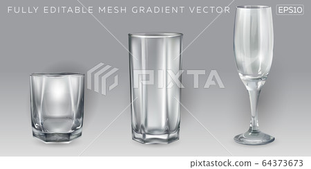 Three empty glasses for different bar drinks. Three empty glasses for different bar drinks. 64373673