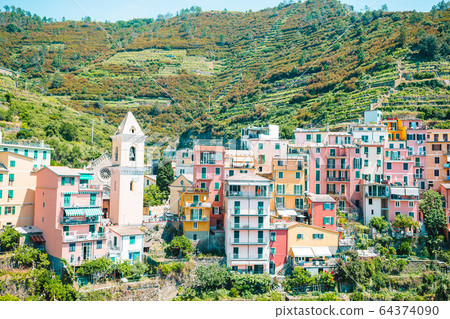 Amazing view of the beautiful village of Manarola in the Cinque Terre Reserve. Amazing view of the beautiful village of Manarola in the Cinque Terre Reserve. 64374090