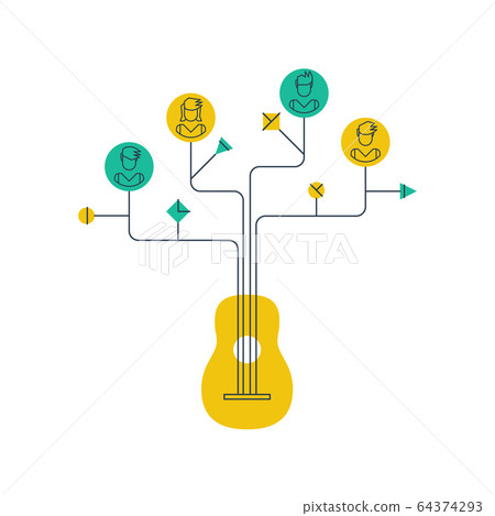 Learn to play the guitar, education concept Learn to play the guitar, education concept 64374293