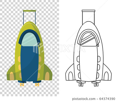 Childish cute bag in the form of a roket for trips. Wheeled child handle travel bag. Backpack for school children, students, travelers or tourists. Fashionable bag for kids and adults 64374390