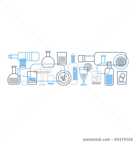 Alcohol drinks, bottles and glasses background 64374508