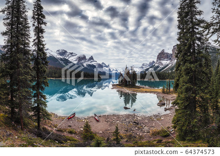 Spirit Island with Canadian rockies on Maligne Spirit Island with Canadian rockies on Maligne 64374573