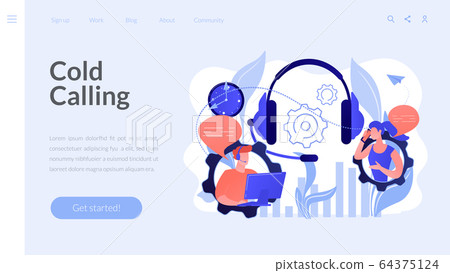 Cold calling concept landing page. Cold calling concept landing page. 64375124