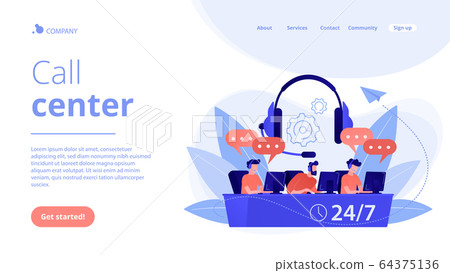 Call center concept landing page. Call center concept landing page. 64375136