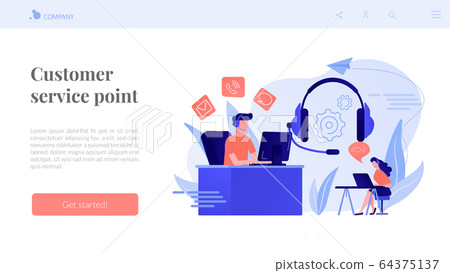 Contact center concept landing page. Contact center concept landing page. 64375137