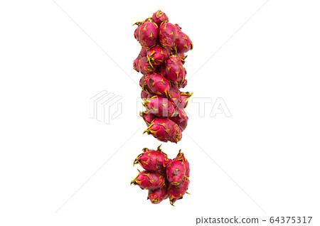 Exclamation mark from dragon fruits. 3D rendering Exclamation mark from dragon fruits. 3D rendering 64375317