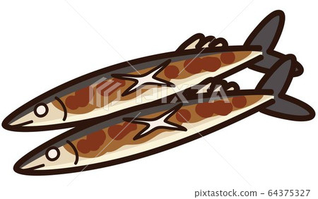 主線鹽烤秋刀魚簡單可愛手繪插畫 主線鹽烤秋刀魚簡單可愛手繪插畫 64375327