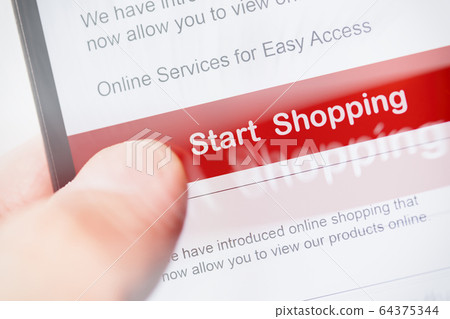 smartphone touch screen with red button 64375344