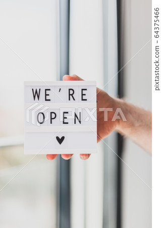 End of quarantine. Greeting message We're open End of quarantine. Greeting message We're open 64375466