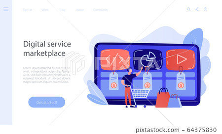 Digital service marketplace concept landing page. 64375830