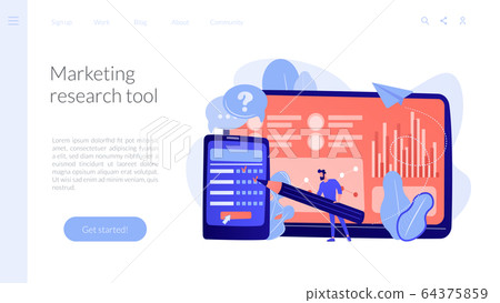 Online survey concept landing page. 64375859