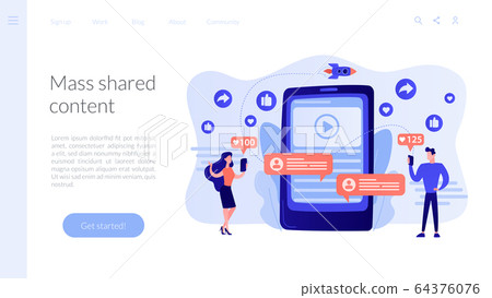 Viral content concept landing page Viral content concept landing page 64376076
