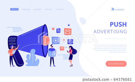 Push advertising concept landing page. 64376081