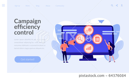 Marketing campaign management concept landing page. Marketing campaign management concept landing page. 64376084