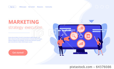 Marketing campaign management concept landing page. Marketing campaign management concept landing page. 64376086