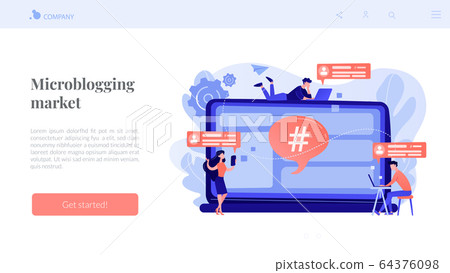 Microblog platform concept landing page. 64376098