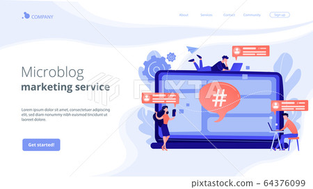 Microblog platform concept landing page. Microblog platform concept landing page. 64376099