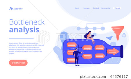 Bottleneck analysis concept landing page. Bottleneck analysis concept landing page. 64376117