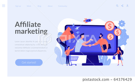 Affiliate marketing concept landing page. 64376429