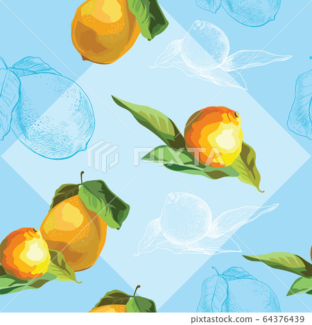 Seamless pattern with lemon - Stock Illustration [64376439] - PIXTA