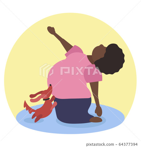Fat funny african woman doing camel pose or Fat funny african woman doing camel pose or 64377394