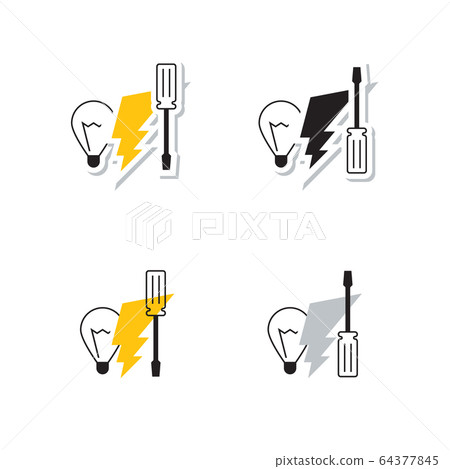 Light bulb, lightning and screwdriver, electricity 64377845