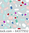 Colorful pills seamless pattern. Medicine 64377932