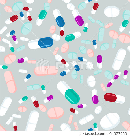 Colorful pills seamless pattern. Medicine 64377933